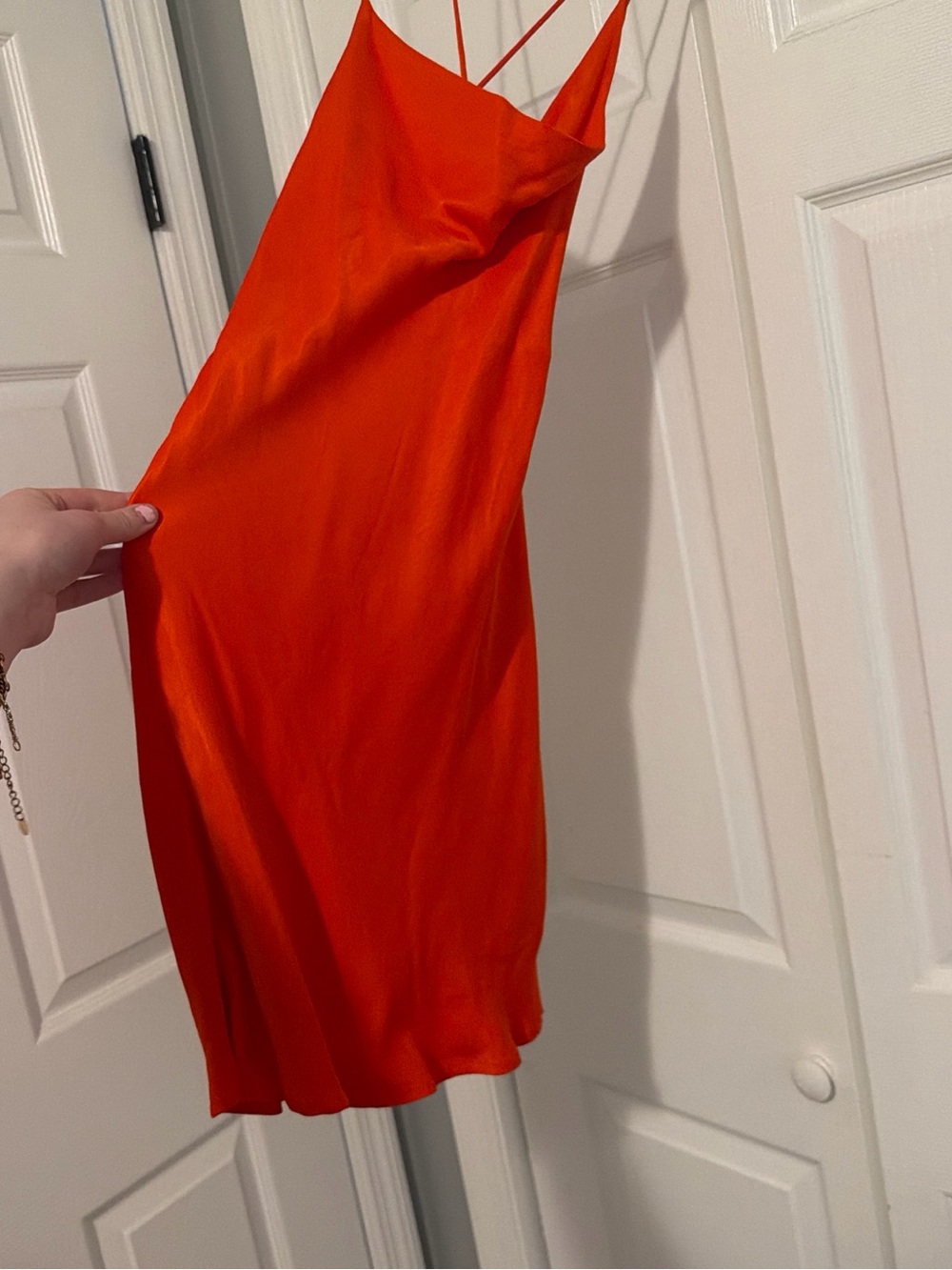 Zara Orange Slip Midi Dress